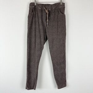 Tempo Paris Herringbone Pants Womens Large Brown Skinny Pull On Stretchy Italy